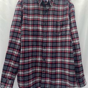 Lands' End Men’s Red and Black Flannel Shirt XL COMFORT SOFT Traditional Fit